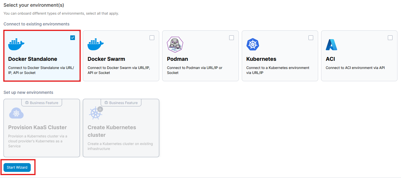 Docker Standalone wizard