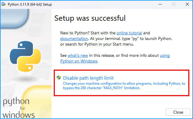 Python Disable Path Length Limit