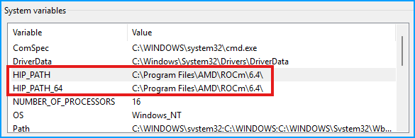 HIP PATH Environment Variables