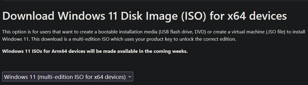 Windows 11 ISO Download Page