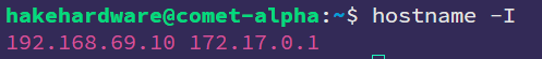 Terminal Output of hostname -I Command