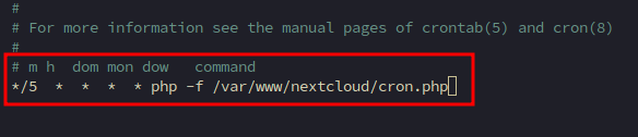 Crontab entry for Nextcloud cron.php