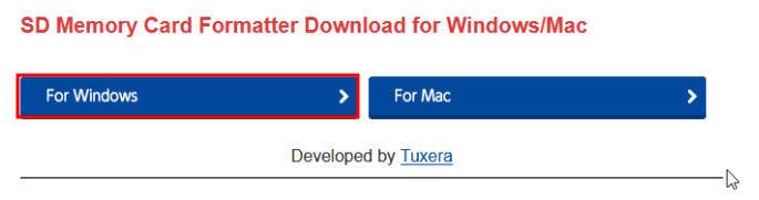 SD Memory Card Formatter download page