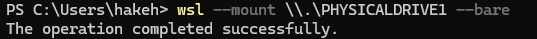 WSL Mount Bare Command Output