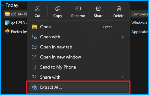 MinGW Extract Archive