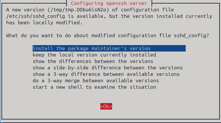 OpenSSH Server Configuration Prompt During Upgrade