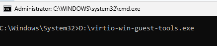 VirtIO Guest Tools Installation Command