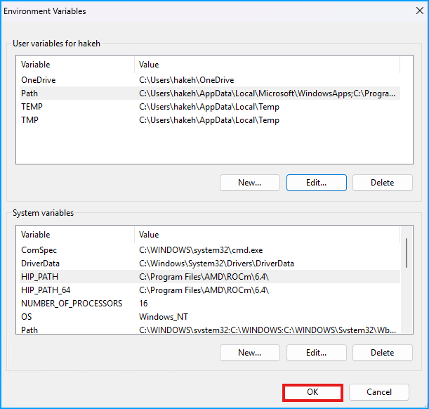 Environment Variables OK