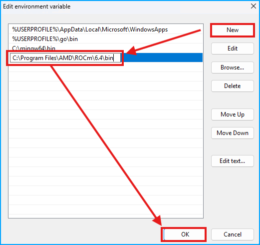 HIP ROCm Bin Path Added