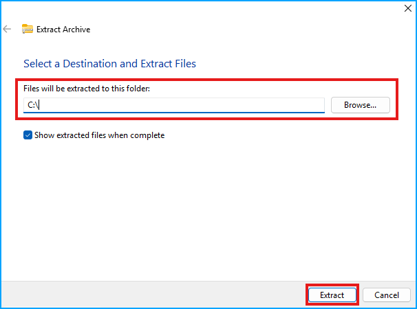 MinGW Extract to C Drive