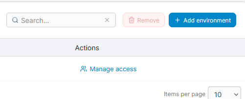 Add Environment button
