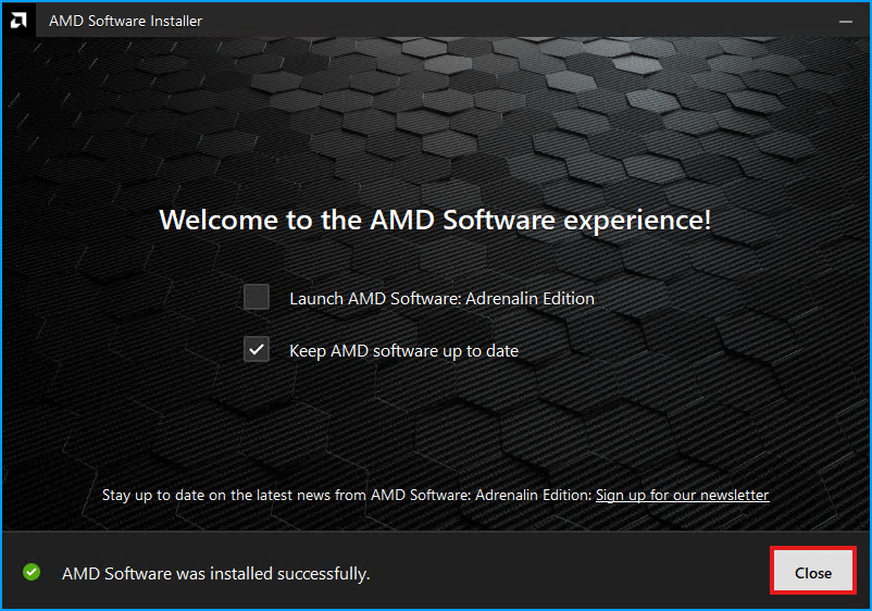 AMD Driver Installation Complete